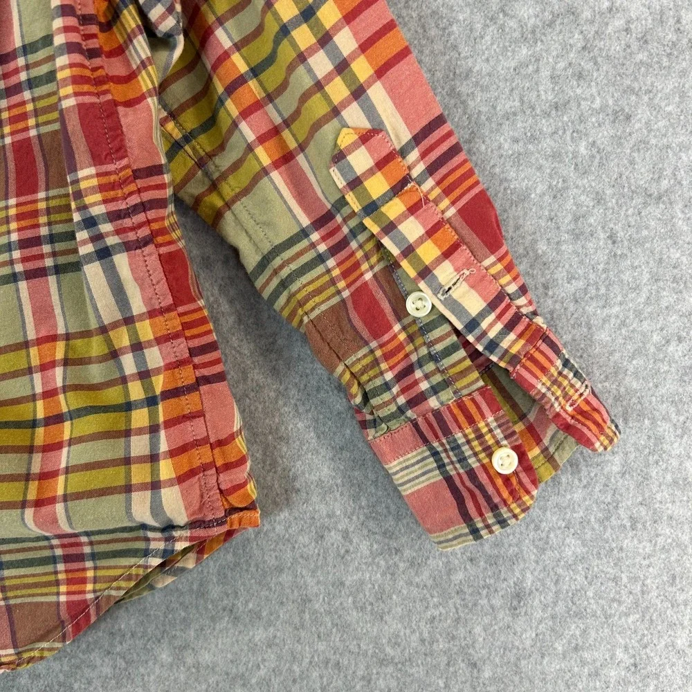 Ralph Lauren Long Sleeve Plaid Button Front Shirt Collared Red Green Boys Size 4